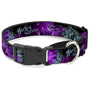 Imagem de Coleira para cães Arlequina Pow Arlequina Pow Coringa preto turquesa fúcsia 40 a 58 cm 3,8 cm de largura