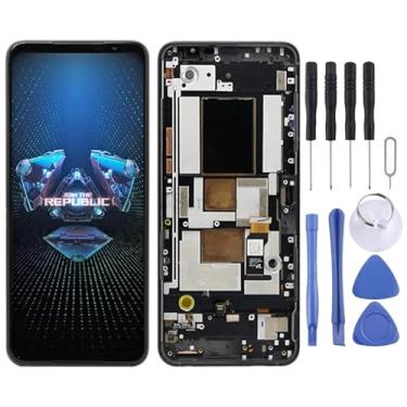 Imagem de Substituição da tela móvel Tela LCD AMOLED original para for ASUS ROG Telefone 5 ZS673KS 1B048in I005DB I005DA Digitalizador completo com quadro （preto) Ecrã LCD
