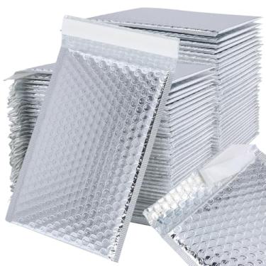 Imagem de ZOENHOU Pacote com 75 envelopes com bolhas de 15 x 23 cm a granel, sacos plásticos com bolhas de plástico acolchoados, envelopes prateados, envelopes autovedantes, à prova d'água, à prova de choque,