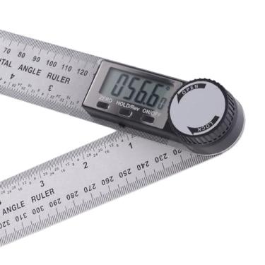 Imagem de Transferidor Digital de ângulo, Régua de Aço Inoxidável Com Botão de Travamento e Display LCD, Combinação 2 Em 1 para Medições Precisas, Classificação IP54, Adequado para