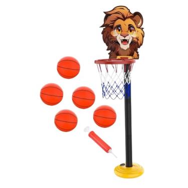 Imagem de menolana Conjunto de cesta de basquete para crianças, suprimentos para jogos de arremesso, brinquedos portáteis para esportes ao ar livre, rede de basquete, Marrom