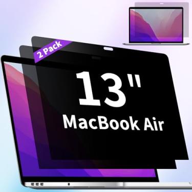 Imagem de Pacote com 2 telas de privacidade compatíveis com MacBook Air de 13 polegadas (2018, 2019, 2020, 2021, M1), filtro de luz azul antirreflexo fosco para laptop Mac 13 polegadas