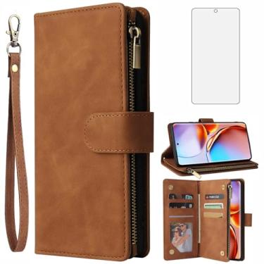 Imagem de Asuwish Compatível com Motorola Edge+ Plus 2023/Edge 40 Pro 5G/Moto X40 Capa carteira protetora de tela de vidro temperado e capa flip de couro, suporte para cartão, acessórios de celular, capas para