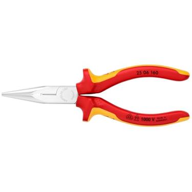 Imagem de KNIPEX - Ferramentas 25 06 160 - Alicates de nariz longo com cortador, cromado, isolamento de 1000V (2506160)
