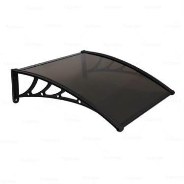 Imagem de Toldo Policarbonato Completo 100x60cm Porta Janela Encaixe - Preto c/ 