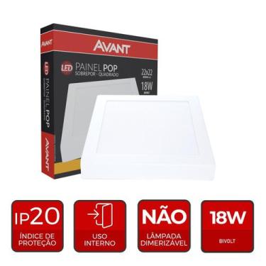 Imagem de Painel Led Quadrado Sobrepor 220x220MM 18W 3000K Bivolt - Avant