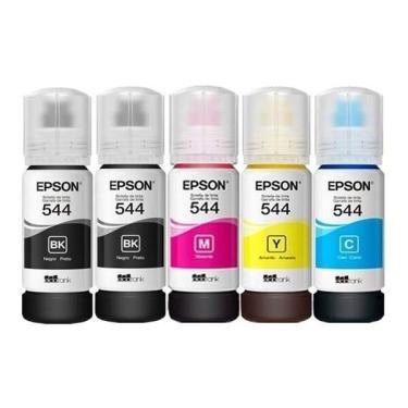 Imagem de Kit 5 Tintas Epson 544 T544 Original 2 Preto , 1 Ciano , 1 Am