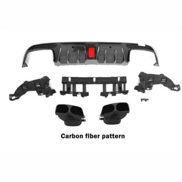 Imagem de Kit de carroceria para para-choque traseiro, difusor traseiro, spoiler compatível com Mercedes Benz C Class C205 W205 Coupe, tubo de escapamento de carro compatível com Brabus Sport Style(C205 carbon