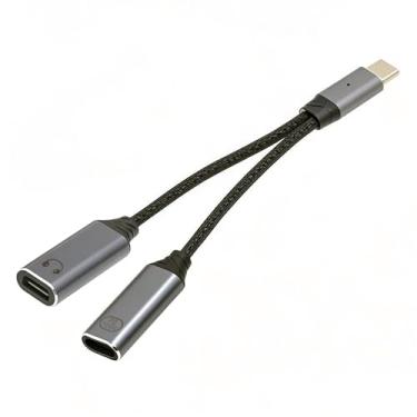 Imagem de cablecc Cabo USB-C para 100W PD + áudio fêmea 8P DAC AUX Music 16bit 48kHz para laptop, tablet, telefone