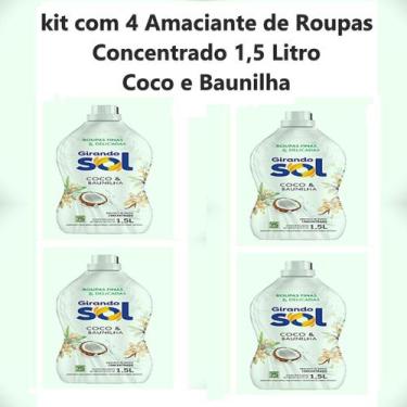 Imagem de Kit com 4 Amaciante Roupa Concentrado Coco e Baunilha 1,5 Lt - Girando