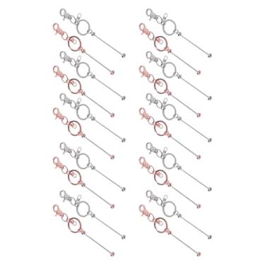 Imagem de Keychain de Metal Beadable, 20pcs Barras de Chaveiro Rosa e Prata Conjunto