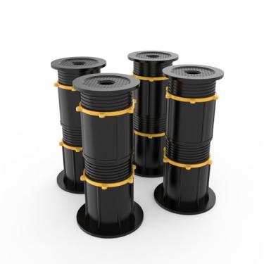 Imagem de AJOFIEK Pacote com 4 pernas de suporte de cama atualizadas, pernas de suporte de estrutura de cama de altura ajustável, substituição de pernas de cama para estrutura de cama (21 a 34 cm)