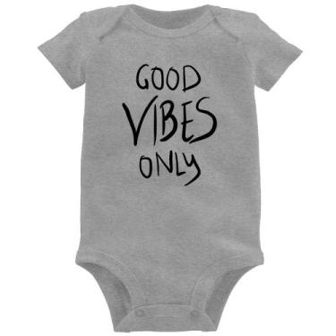 Imagem de Body Bebê Good Vibes Only - Foca na Moda, Cinza, G