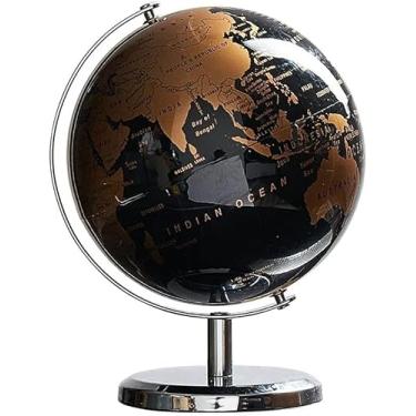 Imagem de Globo Terrestre Giratorio Preto e Dourado, Globo Politico Preto e Dourado, Decoração de Mesa Vintage Clássico, Presente, Decorativo de Escritório, Mesa, Mapa Mundi