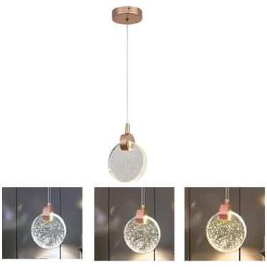 Imagem de Lustre Luminaria Pendente Lua Cristal Bolhas Iluminaçao Led Casa Quarto Sala Estar Cozi...