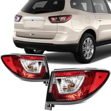 Imagem de SCITOO Conjunto de lanterna traseira adequado para Chevrolet Traverse 2013-2017 carcaça vermelha par de lentes transparentes lanternas traseiras