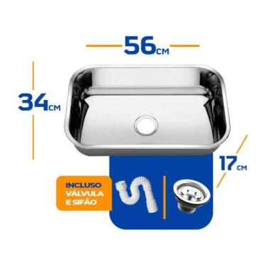 Imagem de Cuba As Pia Inox 304 Cozinha N 2 56x34x17 Funda