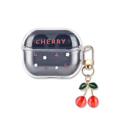 Imagem de CameCosy Capa para Samsung Galaxy Buds 3/Galaxy Buds 3 Pro com chaveiro fofo, design de flor de cerejeira para mulheres, capa protetora premium transparente de TPU macio para Samsung Galaxy Buds 3/3