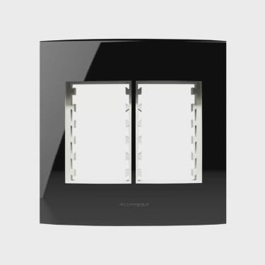 Imagem de Placa 4X4 com Suporte Para 6 Módulos Inova Pro Class Alumbra Black Piano