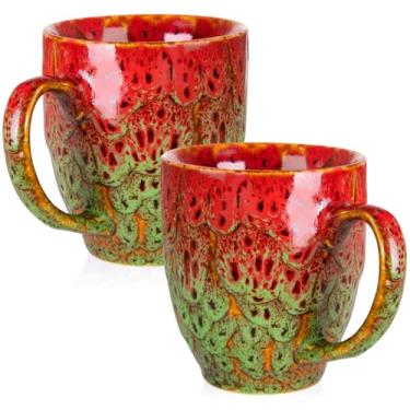 Imagem de Conjunto de 2 xícaras de café duráveis de 473 ml, canecas de café grandes com alça ergonômica, canecas de cerâmica seguras para lava-louças e micro-ondas, canecas de chá ideais para casa, escritório