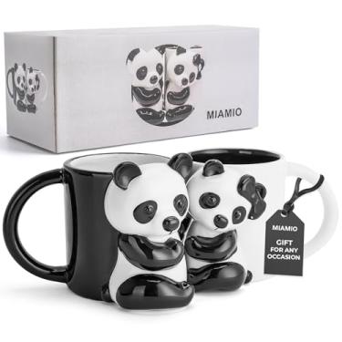 Imagem de MIAMIO - Caneca de cerâmica Panda 397 g 3D animal para amantes de café e chá caneca de panda fofa presentes para casal/aniversário como presentes para mulheres e homens
