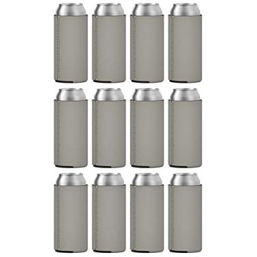 Imagem de TahoeBay 6 Slim Can Sleeves - Coolers de cerveja de neoprene em branco - Compatível com RedBull de 340 ml, Michelob Ultra, Seltzer de garra branca, Prata, 12oz, 12