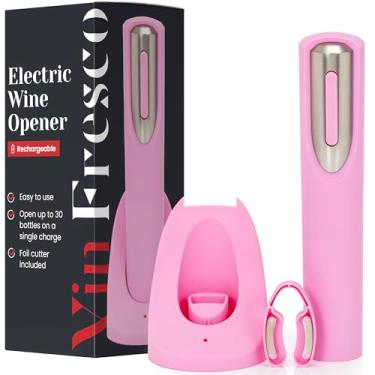 Imagem de Vin Fresco Abridor de vinho elétrico com base de carregamento e cortador de folha - Abridor automático de garrafas de vinho - Saca-rolhas elétrico abridor de vinho - Abridor de garrafa de vinho elétrico recarregável presente para amantes de vinho