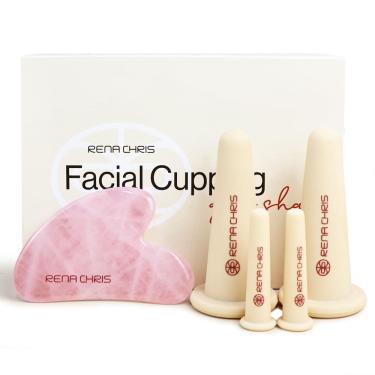 Imagem de Conjunto de ventosas faciais e ferramenta facial Gua Sha Rena Chris