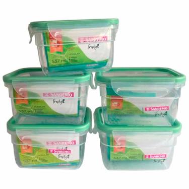 Imagem de Kit 5 Pote Hermético Com Travas 537ml Modular Sanremo Freshy