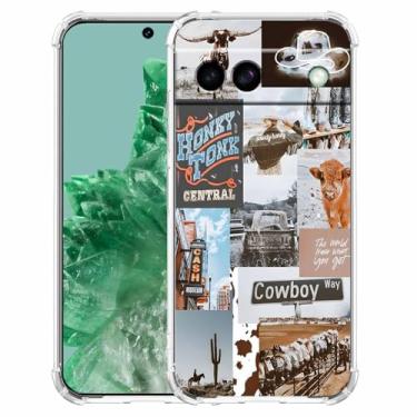 Imagem de malegaon Cowboy Cowgirl padrão de cenário natural ocidental, capa de telefone de TPU macio para Google Pixel 8a