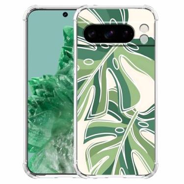 Imagem de AOSSXIN Monstera Leaves Minimalista Planta Linha Artística, Capa Amortecedora de TPU Macio Moderno para Google Pixel 8 Pro Transparente