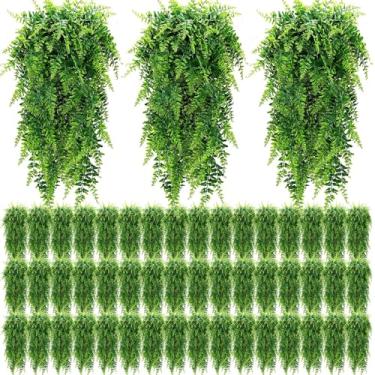 Imagem de Geosar 96 peças de plantas artificiais para pendurar 81 cm, samambaias de Boston, plantas falsas de plástico para parede, quarto, jardim, guirlanda de casamento, decoração interna e externa, sem cesta