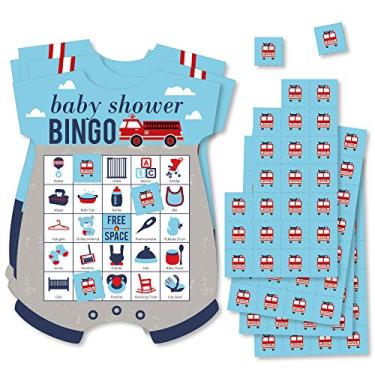 Imagem de Big Dot of Happiness Fired Up Fire Truck - Picture Bingo Cards and Markers - Firetruck Baby Shower Shaped Bingo Game - Set of 18