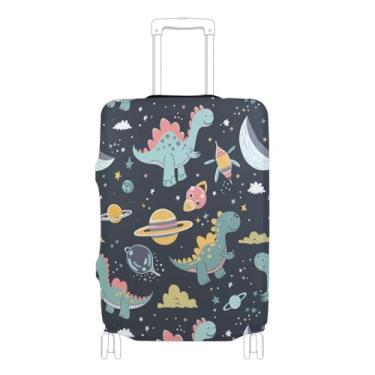 Imagem de Joisal Capa protetora de astronauta de planetas coloridos aprovada pela Tsa para bagagem de 45 a 81 cm, Dinossauros de desenho animado no espaço, S 18-20 in