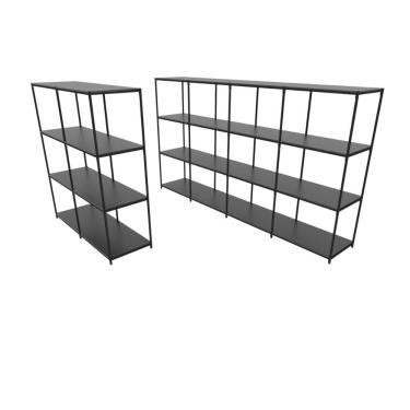 Imagem de Praleira De Aço Reforçada Mini Porta Pallet 200x60x90 Estante Estoque Bandeja Preta Módulos Conjugados 2 + 4