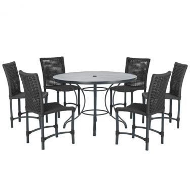 Imagem de Mesa Ascoli 120 Cm Com 6 Cadeiras Cannes De Alumínio Trama Preto