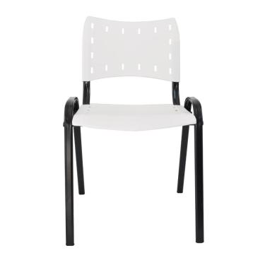 Imagem de Cadeira Iso Para Escola Escritório Comércio Branco Base Preta