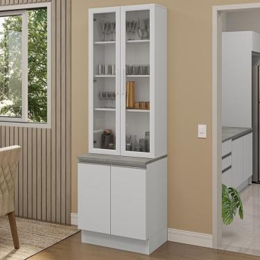 Imagem de Kit Balcão + Cristaleira 70cm Branco Glamy Madesa 01 Branco