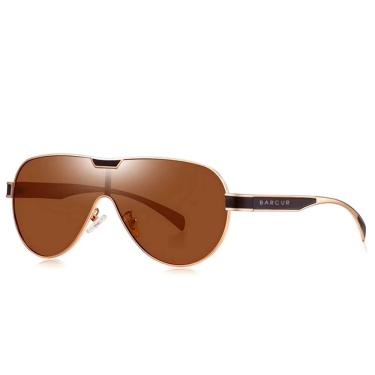Imagem de Óculos De Sol Masculino Com Lentes Polarizadas Design Esportivo Marrom