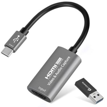 Imagem de Guermok Placa de captura de vídeo, USB 3.0 HDMI para cartão de captura USB C, dispositivos de captura 4K 1080P60FPS para jogos, gravador de vídeo de transmissão ao vivo, para sistema Windows Mac OS