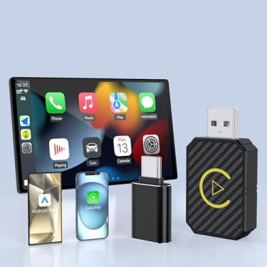 Imagem de MTAKYA Adaptador CarPlay Mini Android Auto e Sem Fio Atualizado 2025 Converte com Fio de Fábrica para Dongle Sem Fio, USB CarPlay Wireless Stick Android Adaptador Automático para iOS 12+/Android Sem