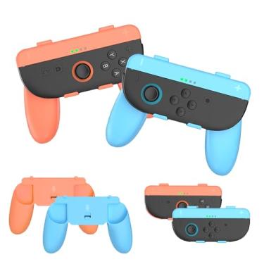 Imagem de 2in1 Hand Grip for Switch 2 2025 with Wrist Strap Detachable Handle Grips Holder for Joycon Controllers Game Accessories 1 x Orange and 1 x Blue
