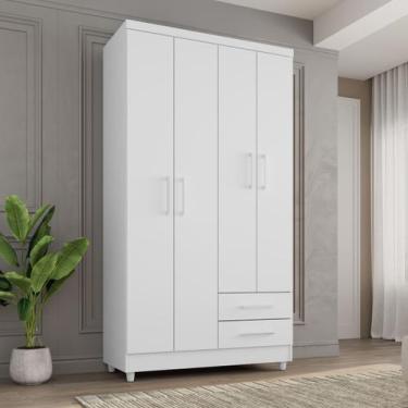 Imagem de Guarda Roupa Pequeno 90cm 4 Portas e 2 Gavetas Madri Branco - Rud Rack