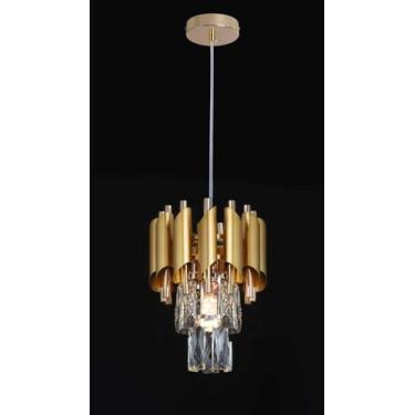 Imagem de PENDENTE Φ20x26CM E14×1 METAL DOURADO+CRISTAL TRANSPARENTE CABO:1M CX: 22x22x18CM 1,3KG EAN: 79081