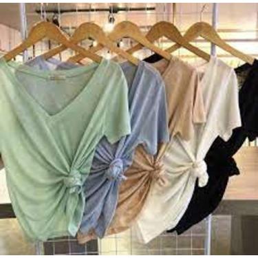 Imagem de Blusa feminina podrinha manga curta gola rasa - Filo modas, Verde, G