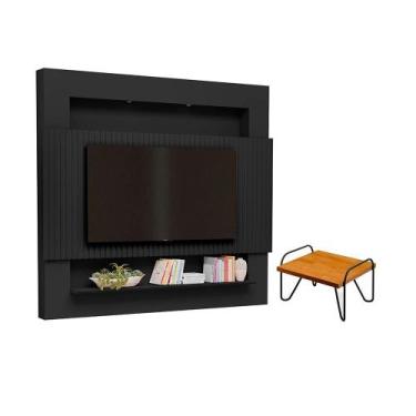 Imagem de Mesa de Centro e Painel Ripado Bergen Preto Naturale - CASA H