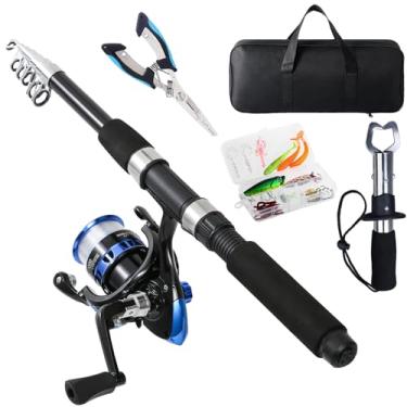 Imagem de Tripquips Vara De Pesca, Telescópica E Carretilha, Conjunto Giratório Pré-Carregado 13+1Bb Com Alicate Pinça, 6,9 Pés (Xt30 Azul)