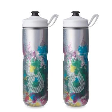Imagem de HydraPak | Garrafa Polar – Pacote com 2 garrafas de água com isolamento térmico Polar Sport – Sem BPA, garrafa esportiva e de bicicleta com alça (Splash Multi, 700 ml)