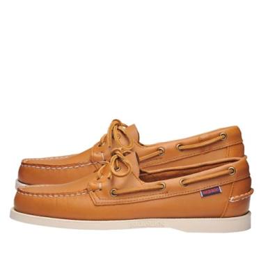 Imagem de Sebago Portland Boat Shoes – Mocassins de couro de flor integral, costurado à mão com forro de meia de couro e sem marcas, sola de borracha antiderrapante, Marrom, bronze, 43