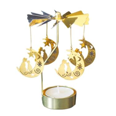 Imagem de Castiçal giratório de gato na lua para decoração de casamento de Natal
